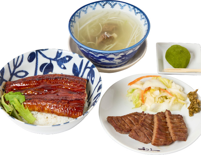 うな丼と牛たん焼定食